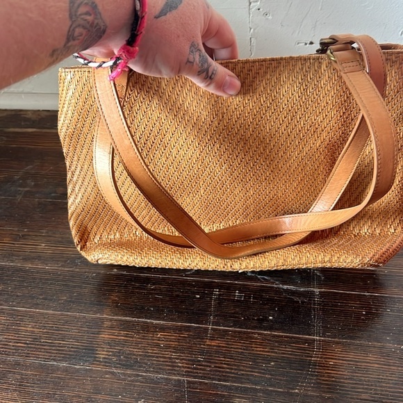 Vintage Y2K Fossil Hobo Straw Tote Bag 75082 - Picture 3 of 4